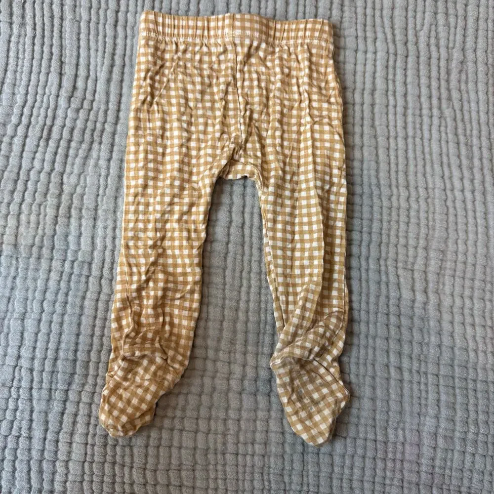 Forever French Bamboo Baby Outfit Set 3-6 Months Boy Footie Pants Gingham Check